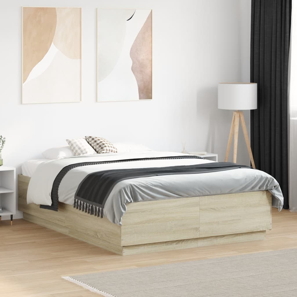 vidaXL Bedframe massief hout wit 200x200 cm