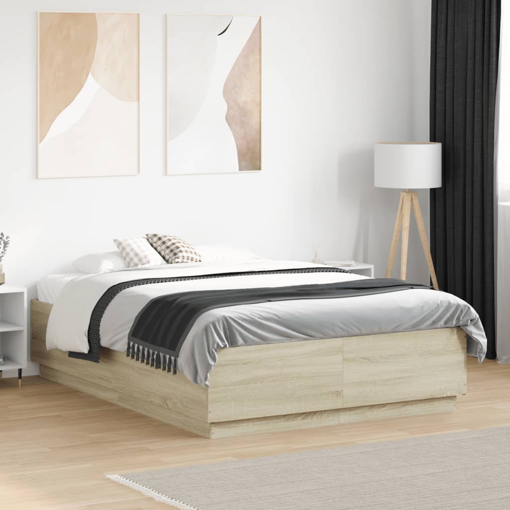 vidaXL Bedframe massief hout wit 200x200 cm