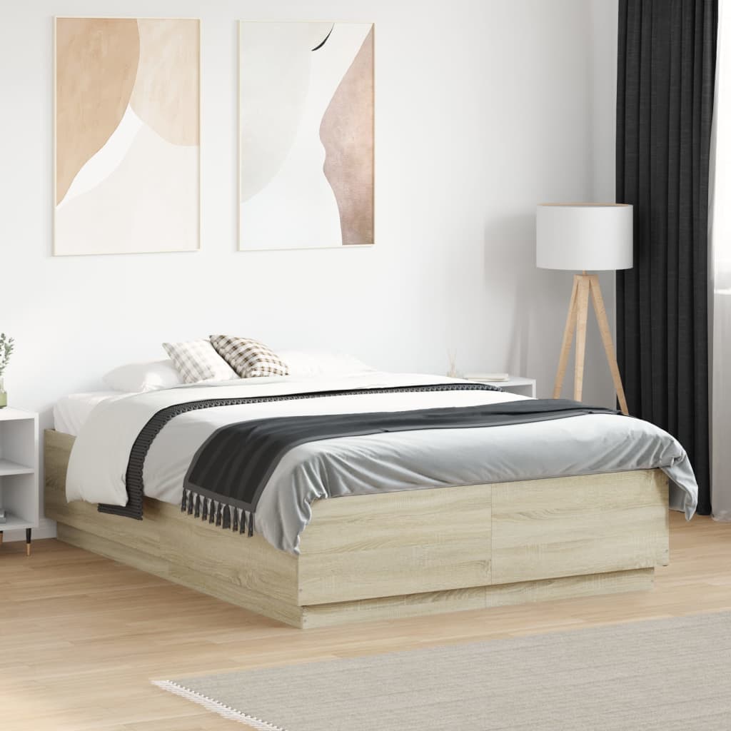 vidaXL Bedframe massief hout wit 200x200 cm