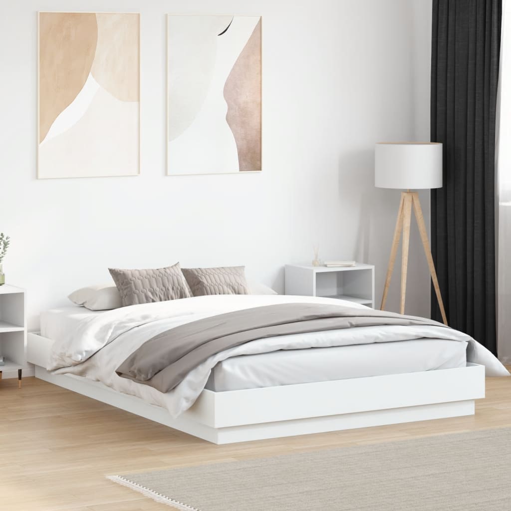 vidaXL Bedframe met LED-verlichting wit 200x200 cm