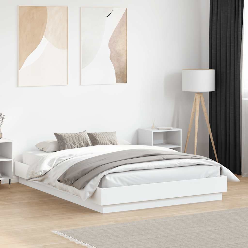 vidaXL Bedframe met LED-verlichting wit 200x200 cm