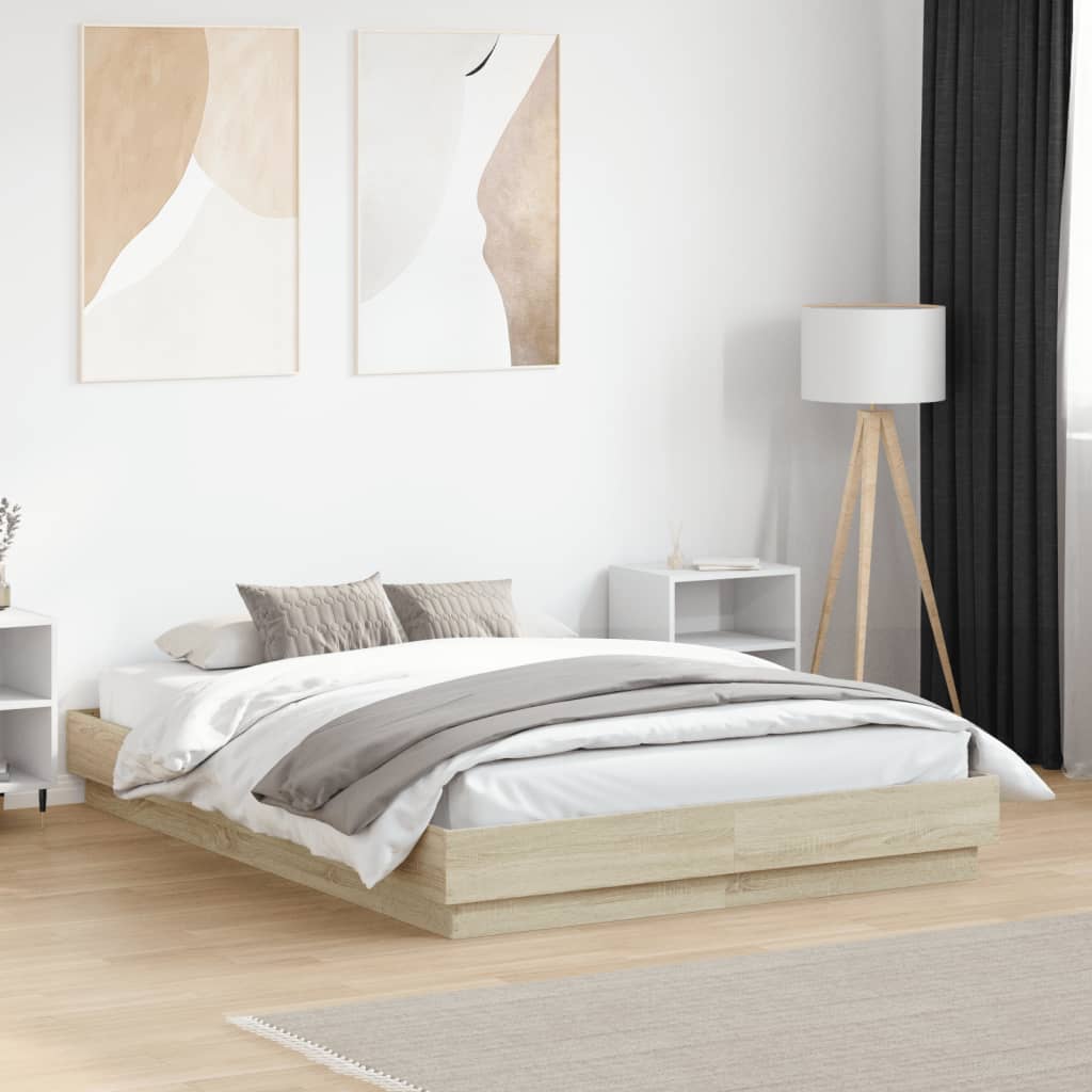 vidaXL Bedframe met LED-verlichting wit 200x200 cm