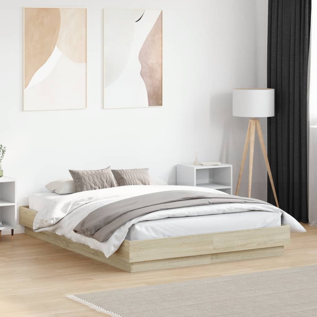 vidaXL Bedframe met LED-verlichting wit 200x200 cm