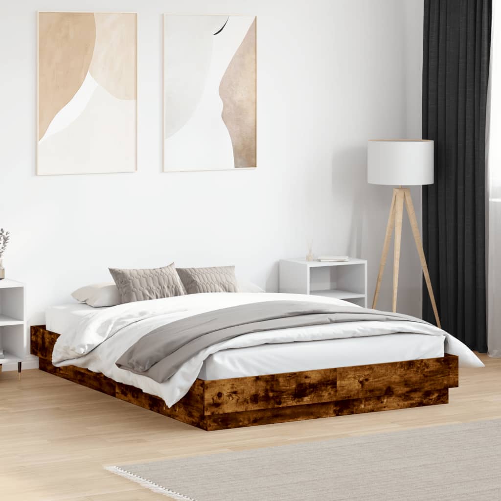 vidaXL Bedframe met LED-verlichting wit 200x200 cm