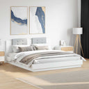 vidaXL Bed Frame with Headboard Solid Wood White 200x200 cm