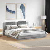 vidaXL Bedframe met hoofdeinde bewerkt hout wit 200x200 cm