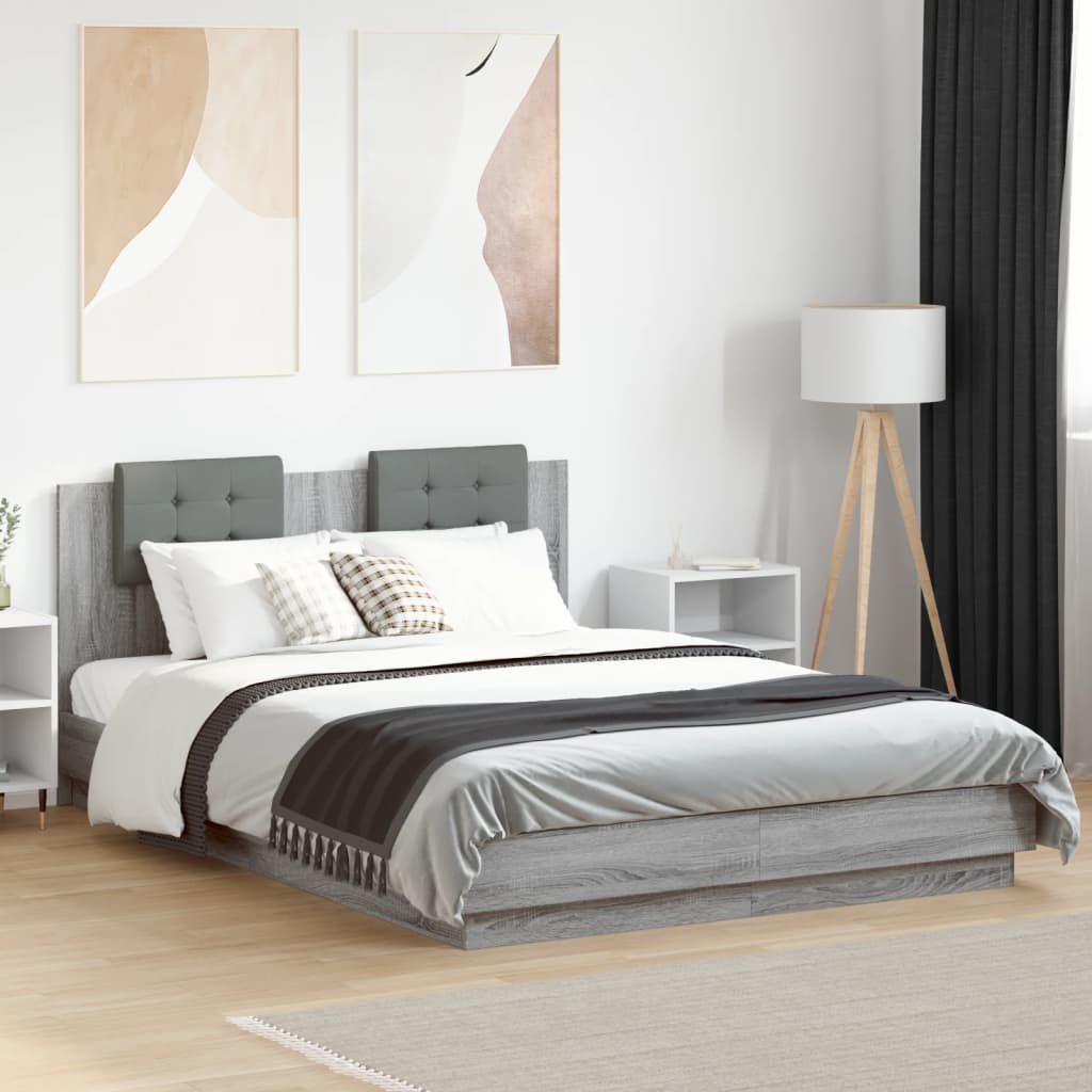 vidaXL Bedframe met hoofdeinde bewerkt hout wit 200x200 cm