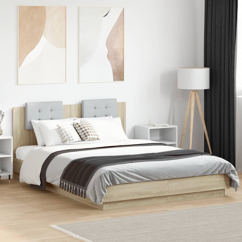 vidaXL Bedframe met hoofdeinde bewerkt hout wit 200x200 cm