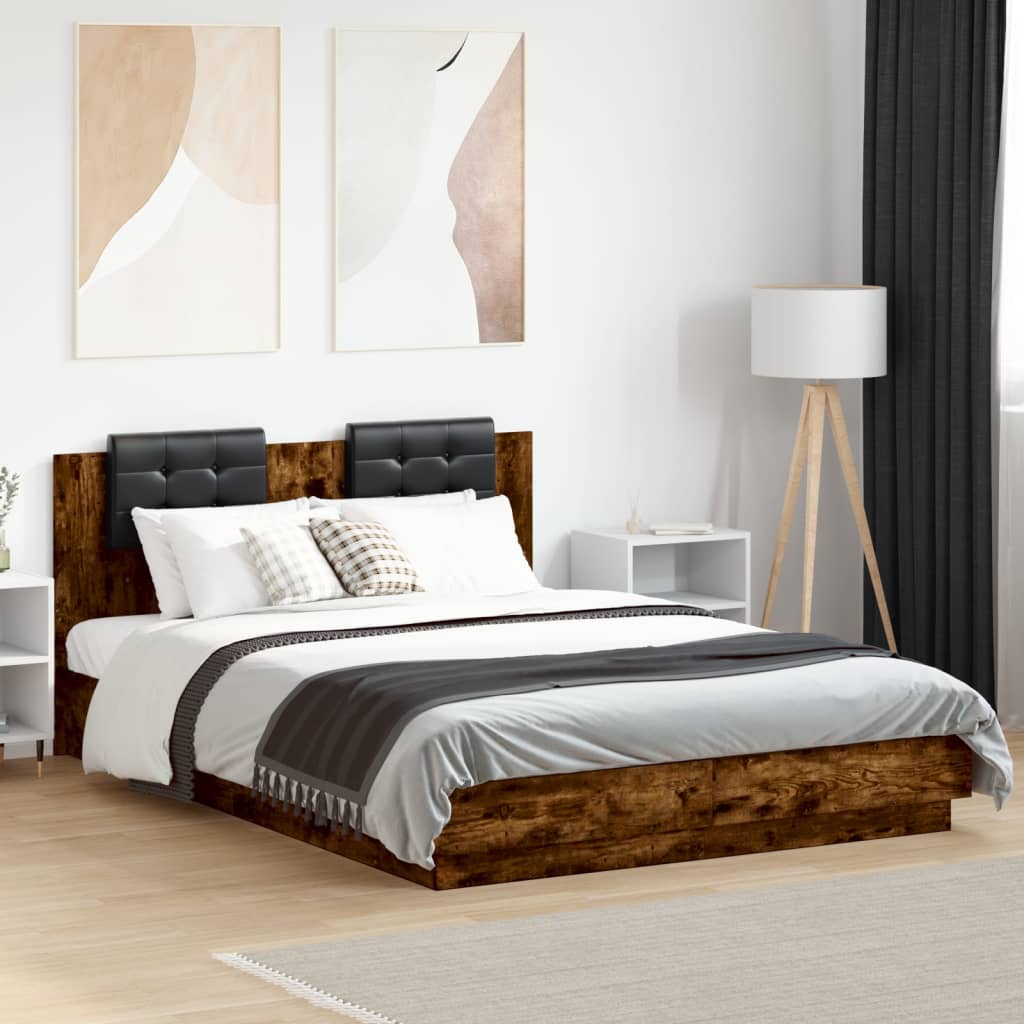 vidaXL Bedframe met hoofdeinde bewerkt hout wit 200x200 cm