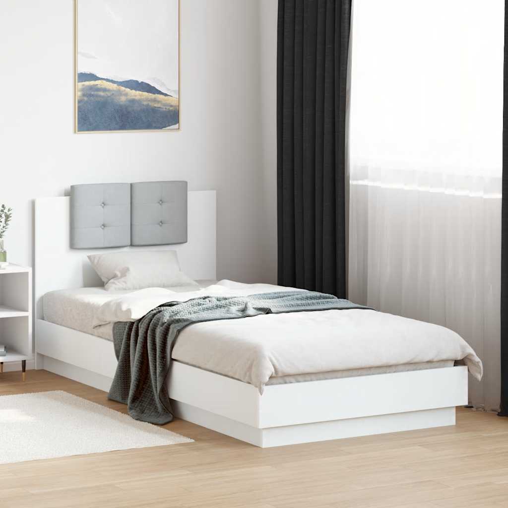 vidaXL Bedframe met hoofdeinde bewerkt hout wit 200x200 cm