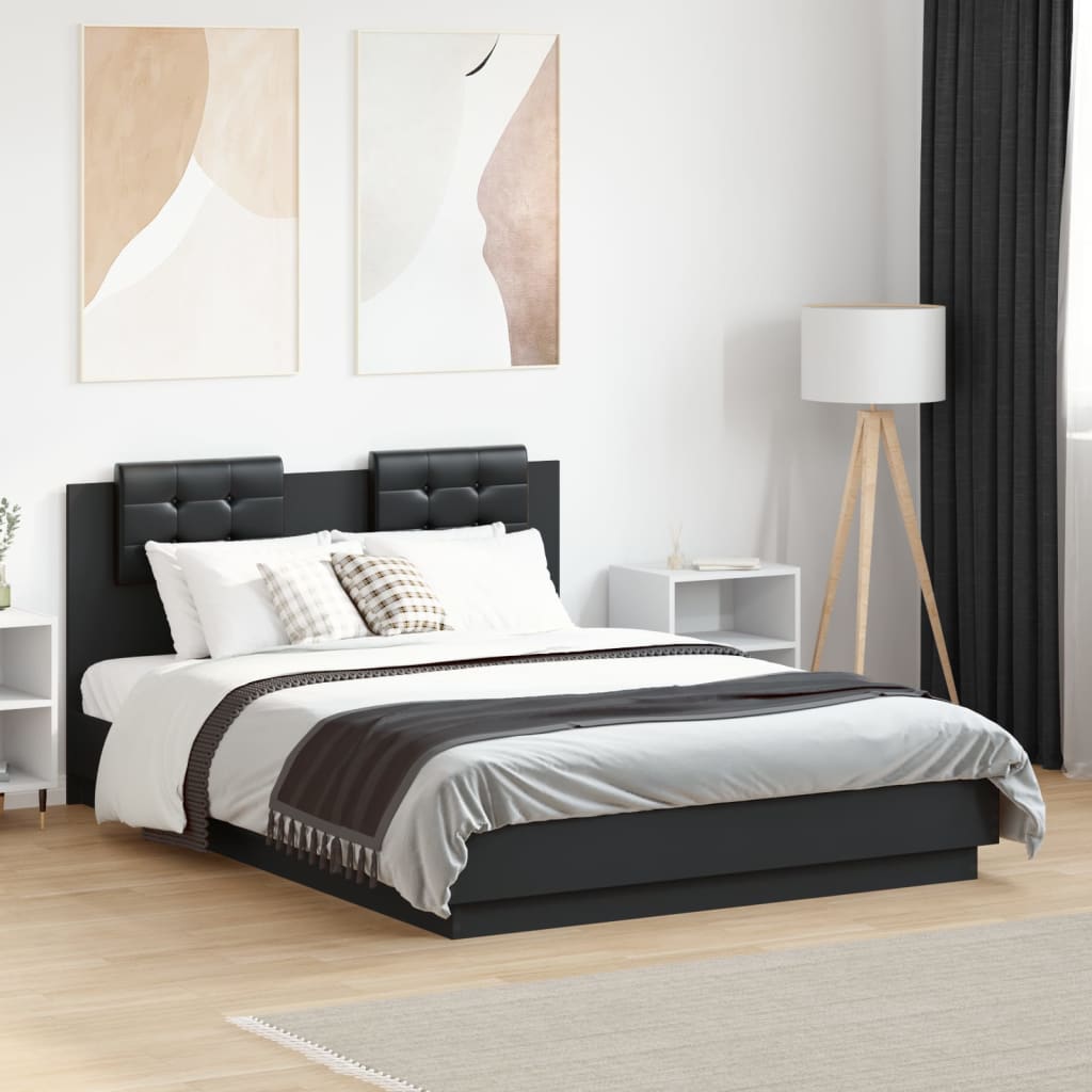 vidaXL Bedframe met hoofdeinde bewerkt hout wit 200x200 cm