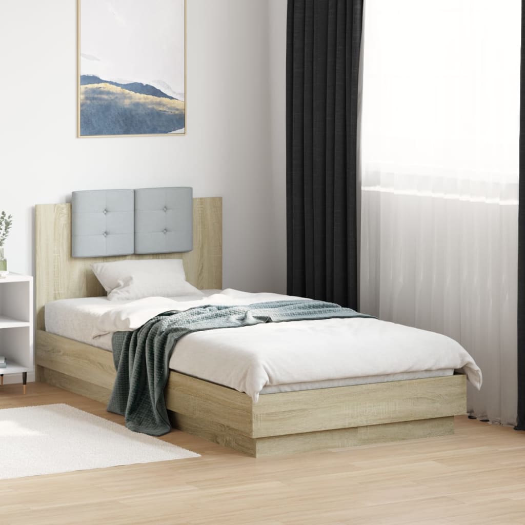 vidaXL Bedframe met hoofdeinde bewerkt hout wit 200x200 cm