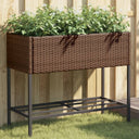 vidaXL Plantenbakken met schap 2 st 90x40x75 poly rattan zwart