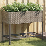 vidaXL Plantenbakken met schap 2 st 90x40x75 poly rattan zwart