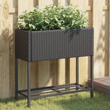 vidaXL Plantenbakken met schap 2 st 90x40x75 poly rattan zwart