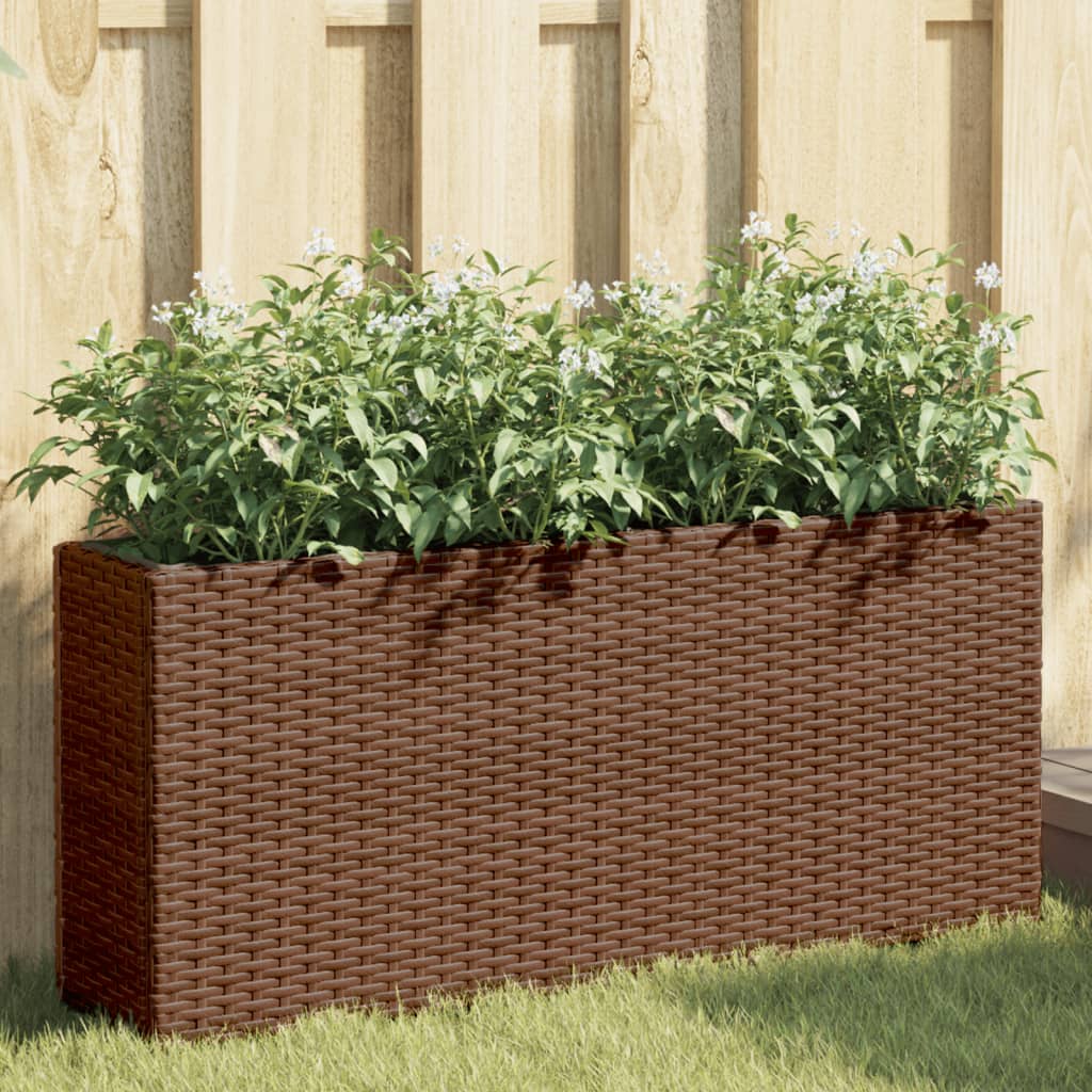 vidaXL Plantenbakken met 2 potten 2 st 90x20x40 cm poly rattan zwart