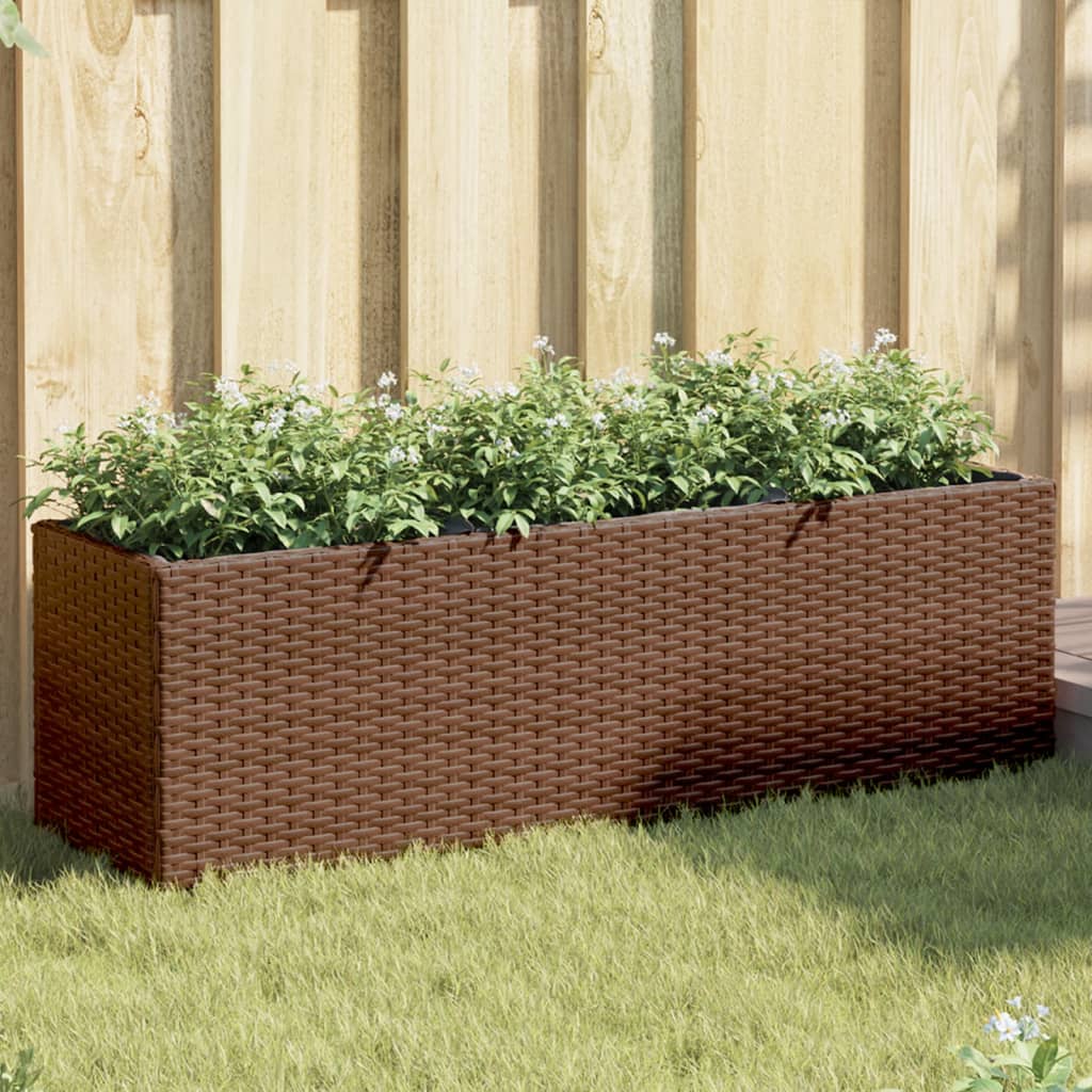 vidaXL Plantenbakken met 3 potten 2 st 105x30x32 cm poly rattan zwart