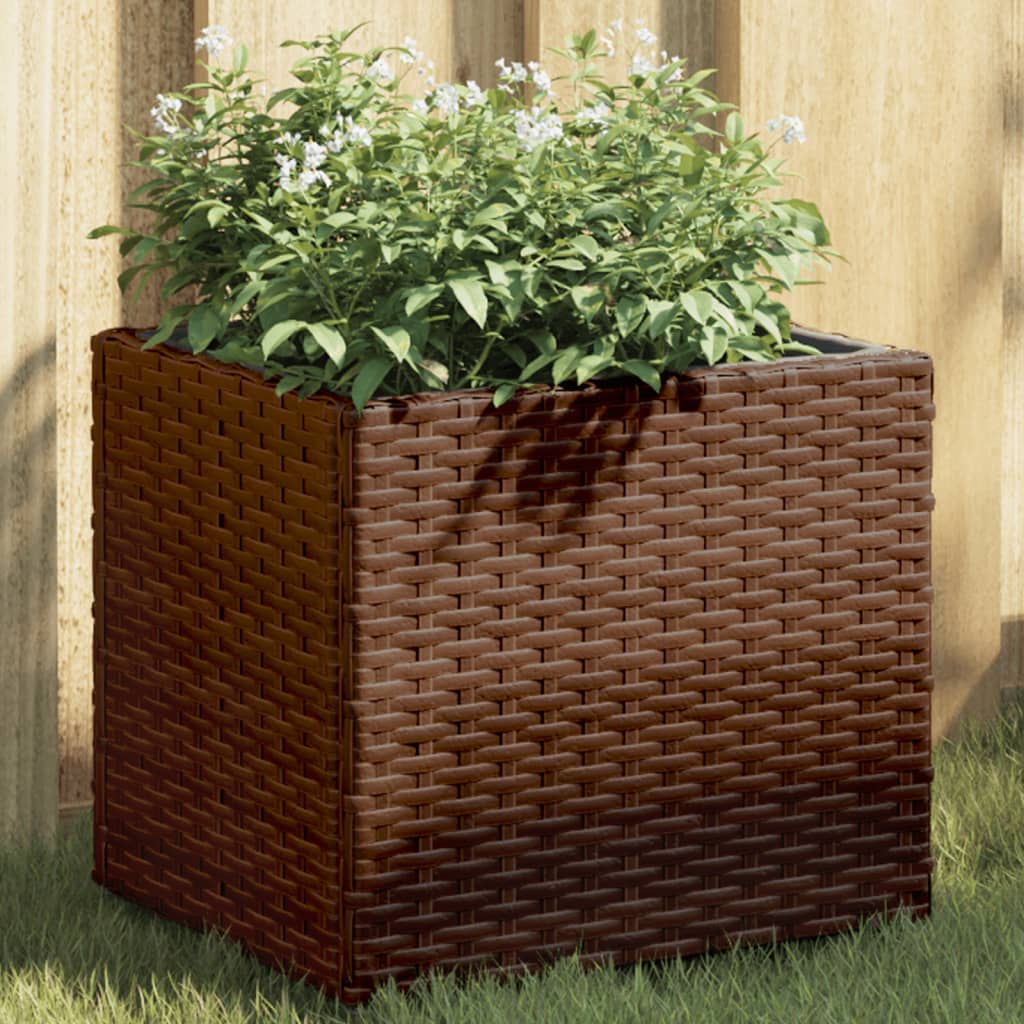 vidaXL Plantenbakken met 3 potten 2 st 105x30x32 cm poly rattan zwart