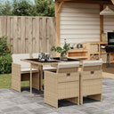 vidaXL 5-delige Tuinset met kussens poly rattan zwart