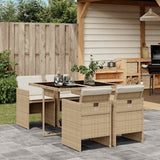 vidaXL 5-delige Tuinset met kussens poly rattan zwart