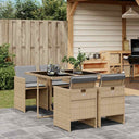 vidaXL 5-delige Tuinset met kussens poly rattan zwart