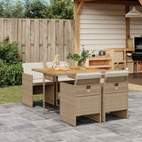 vidaXL 5-delige Tuinset met kussens poly rattan zwart