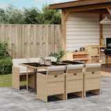 vidaXL 5-delige Tuinset met kussens poly rattan zwart