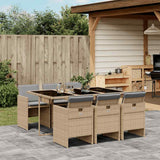 vidaXL 5-delige Tuinset met kussens poly rattan zwart