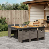 vidaXL 5-delige Tuinset met kussens poly rattan zwart