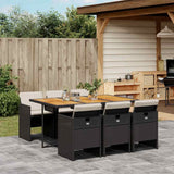 vidaXL 5-delige Tuinset met kussens poly rattan zwart