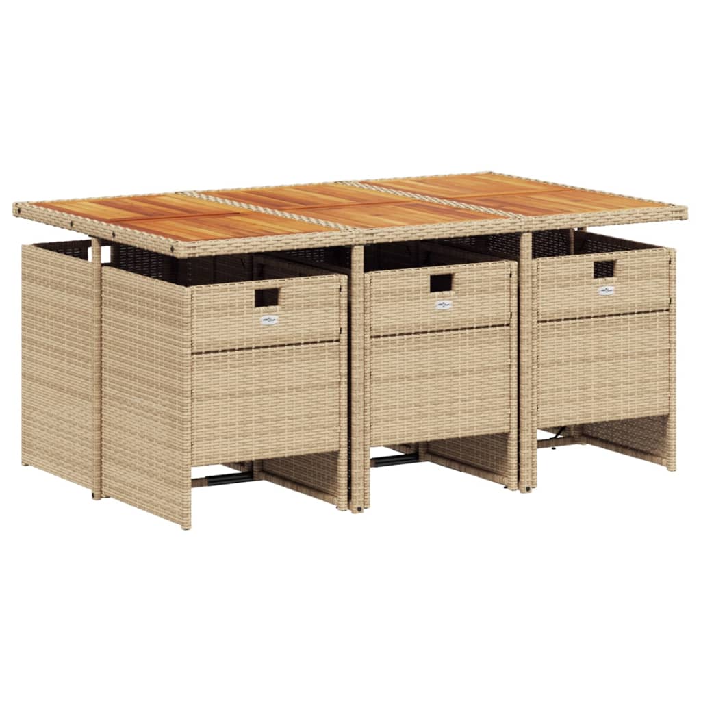 vidaXL 5-delige Tuinset met kussens poly rattan zwart