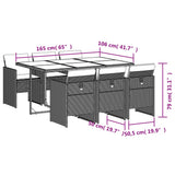 vidaXL 5-delige Tuinset met kussens poly rattan zwart