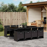 vidaXL 5-delige Tuinset met kussens poly rattan zwart
