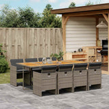 vidaXL 5-delige Tuinset met kussens poly rattan zwart