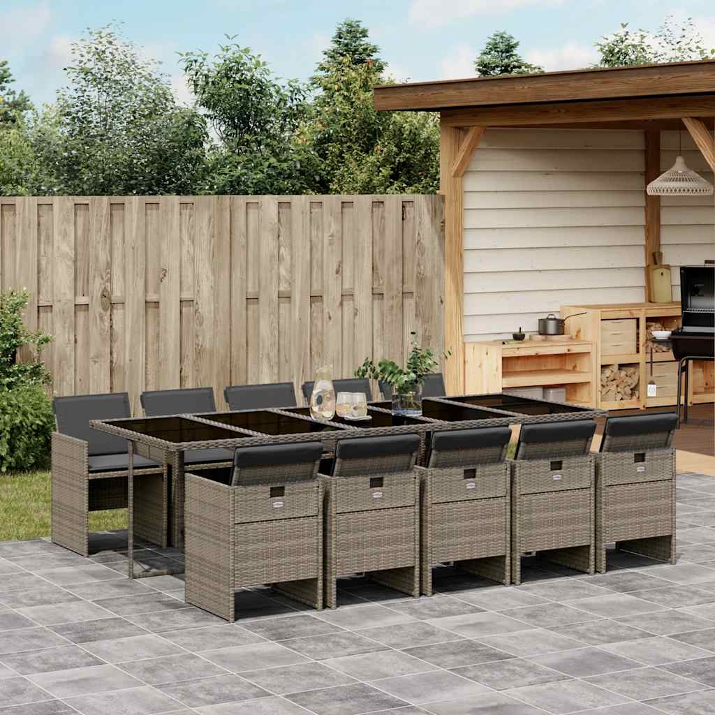 vidaXL 5-delige Tuinset met kussens poly rattan zwart