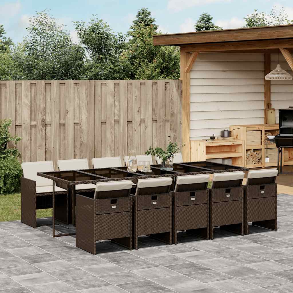 vidaXL 5-delige Tuinset met kussens poly rattan zwart