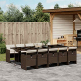 vidaXL 5-delige Tuinset met kussens poly rattan zwart
