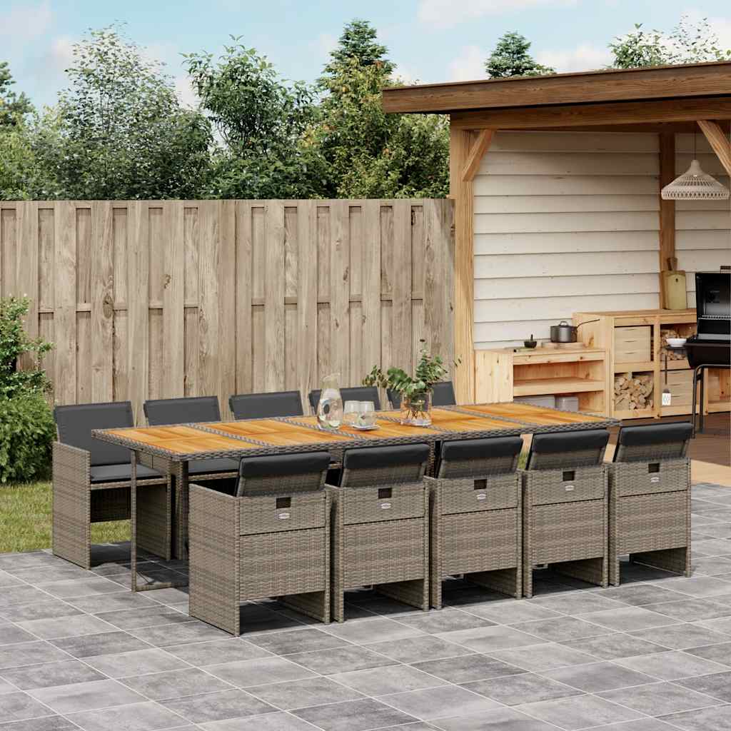 vidaXL 5-delige Tuinset met kussens poly rattan zwart