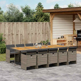 vidaXL 5-delige Tuinset met kussens poly rattan zwart