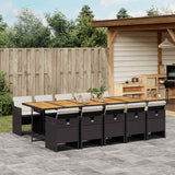 vidaXL 5-delige Tuinset met kussens poly rattan zwart