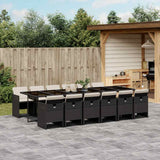 vidaXL 5-delige Tuinset met kussens poly rattan zwart