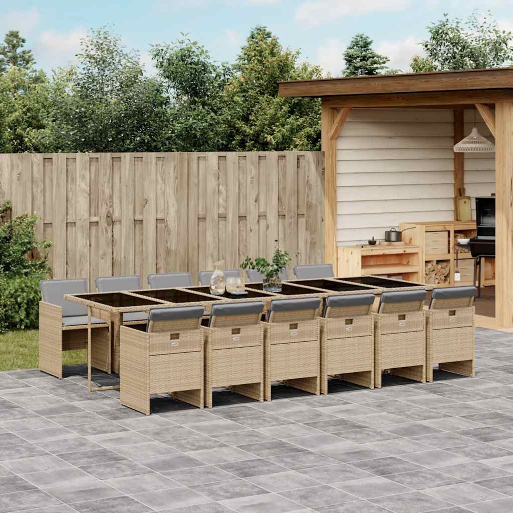 vidaXL 5-delige Tuinset met kussens poly rattan zwart