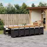 vidaXL 5-delige Tuinset met kussens poly rattan zwart