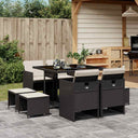 vidaXL 9-piece Garden Dining Set Poly Rattan Black