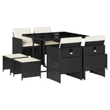 vidaXL 9-piece Garden Dining Set Poly Rattan Black