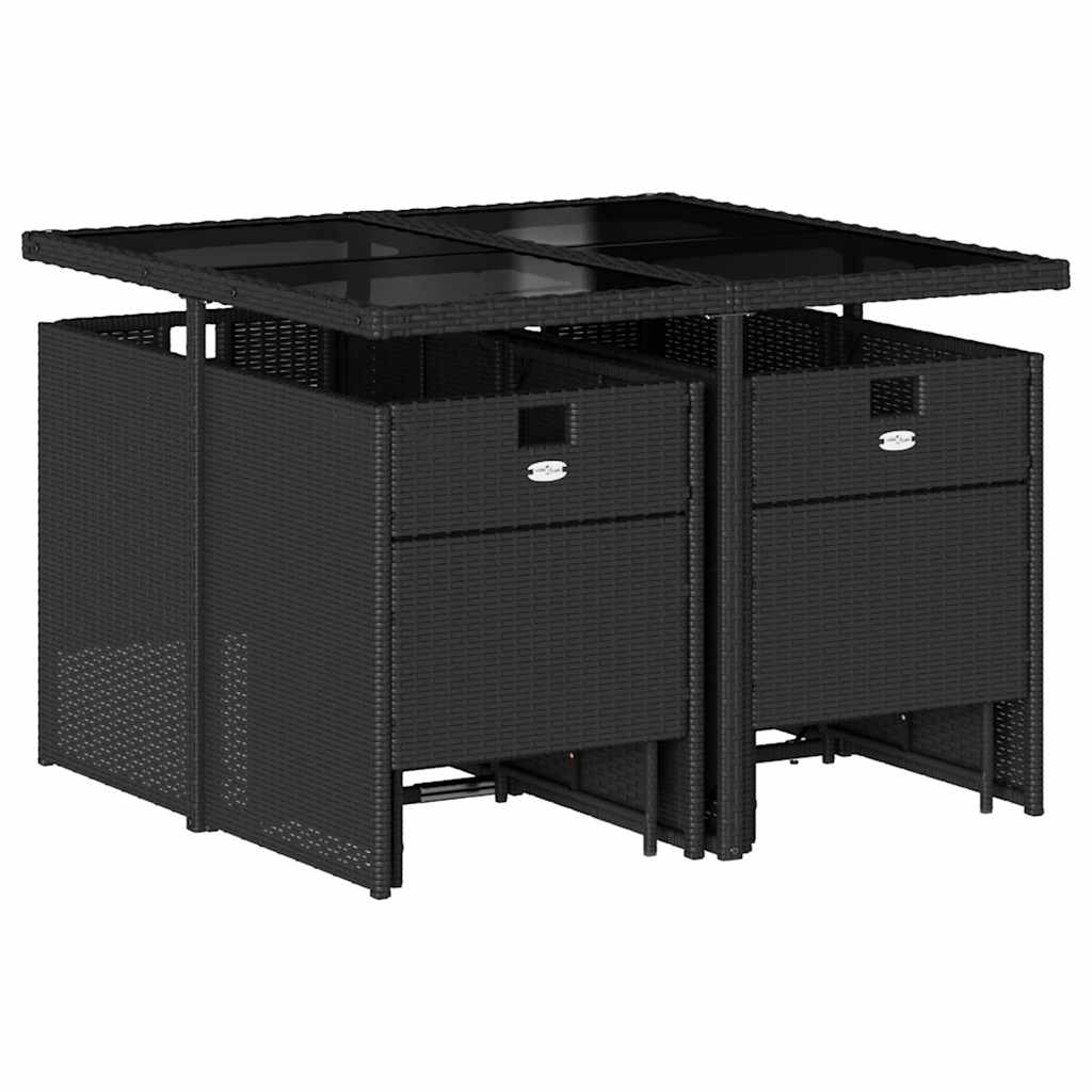 vidaXL 9-piece Garden Dining Set Poly Rattan Black