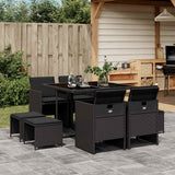 vidaXL 9-piece Garden Dining Set Poly Rattan Black