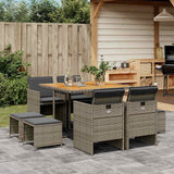 vidaXL 9-piece Garden Dining Set Poly Rattan Black