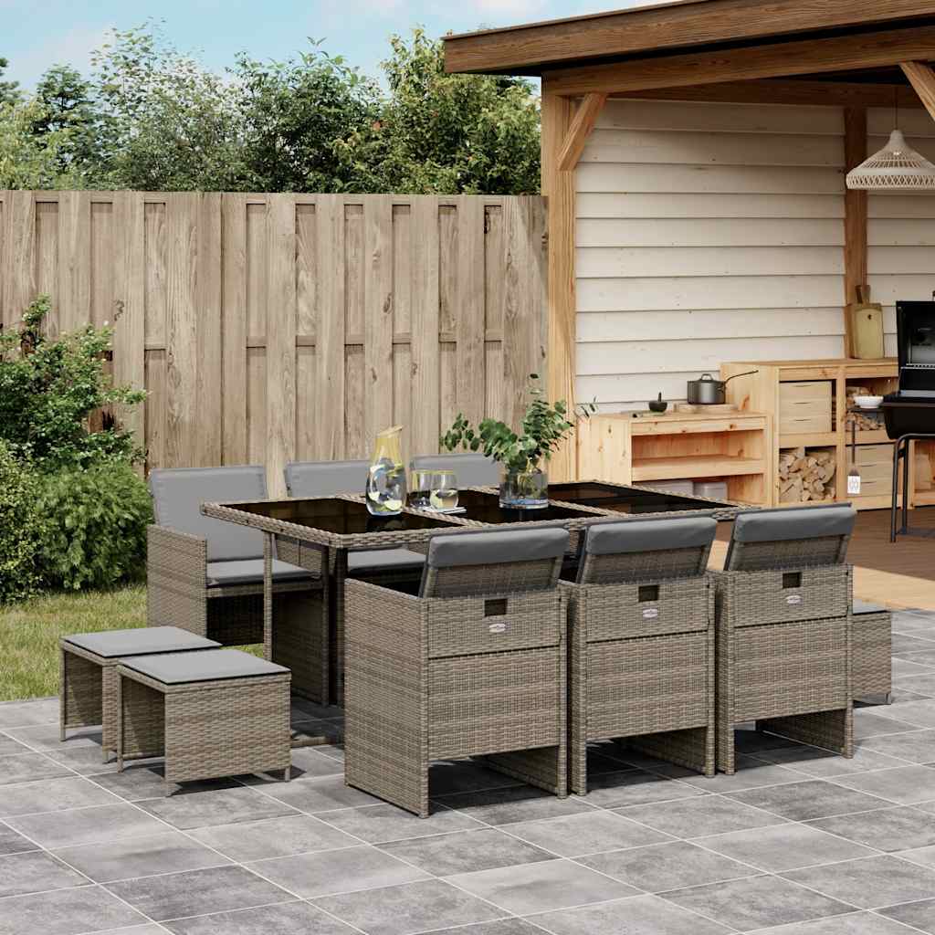 vidaXL 9-piece Garden Dining Set Poly Rattan Black