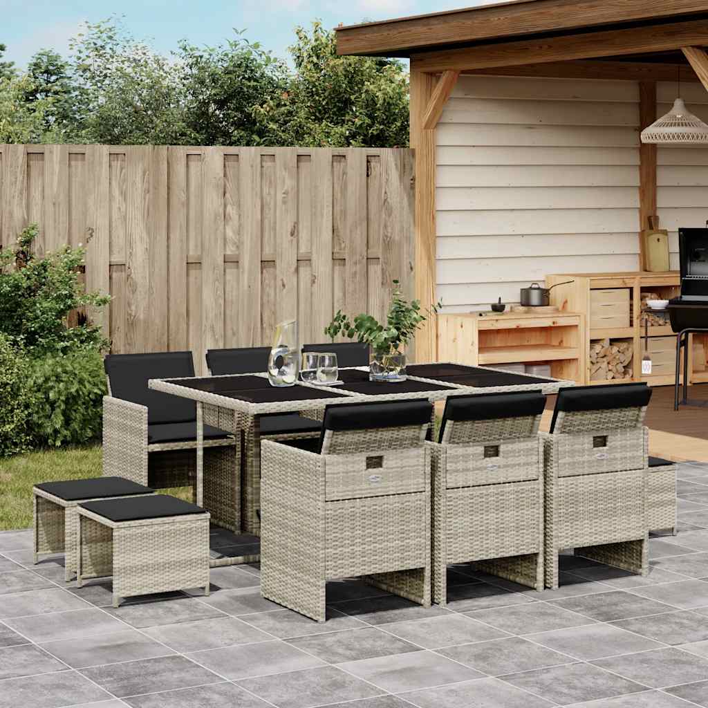 vidaXL 9-piece Garden Dining Set Poly Rattan Black